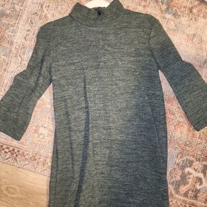 Zara Sweater Dress Womens Small Green Heathered Turtleneck Knit Pullover